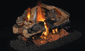 Charred Rugged Split Oak See-Thru Logs - 18/20"