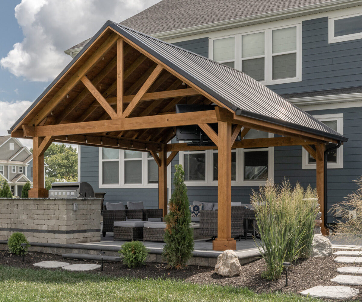 Pergola over a backyard patio