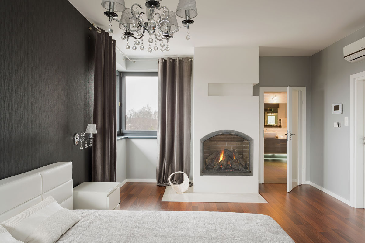 Stoll custom glass fireplace door